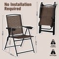 4 Pieces Folding Dining Chairs with Steel Armrests and Sling Back - Gallery View 4 of 11
