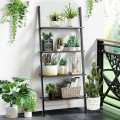 Multipurpose 4-Tier Industrial Leaning Wall Bookcase with Metal Frame