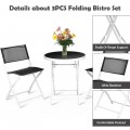 3 Pieces Patio Folding Bistro Set for Balcony or Outdoor Space - Gallery View 5 of 40