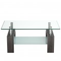 Rectangular Tempered Glass Coffee Table with Shelf - Gallery View 3 of 27