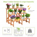 3-Tier Wide Wood Flower Pot Step Ladder Plant Stand