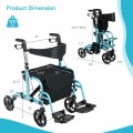 2-in-1 Adjustable Folding Handle Rollator Walker with Storage Space - Gallery View 27 of 35