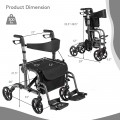 2-in-1 Adjustable Folding Handle Rollator Walker with Storage Space - Gallery View 15 of 35