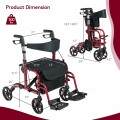 2-in-1 Adjustable Folding Handle Rollator Walker with Storage Space - Gallery View 4 of 35