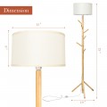 Multifunctional Wood Floor Light with 6 Hooks and E26 Lamp Holder - Gallery View 5 of 11