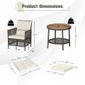 3 Pieces Patio Rattan Furniture Set with Cushioned Sofas and Wood Table Top - Gallery View 5 of 10