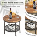 3 Pieces Patio Rattan Furniture Set with Cushioned Sofas and Wood Table Top - Gallery View 8 of 10
