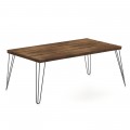 43.5 Inch Wooden Rectangular Coffee Table with Metal Legs - Gallery View 1 of 14