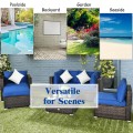 6 Pieces Patio Rattan Furniture Set with Sectional Cushion - Gallery View 25 of 62