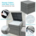 8 Piece Wicker Sofa Rattan Dining Set Patio Furniture with Storage Table - Gallery View 25 of 65