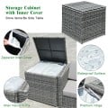 8 Piece Wicker Sofa Rattan Dining Set Patio Furniture with Storage Table - Gallery View 42 of 65