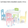 5 Pieces Kids Pine Wood Table Chair Set - Gallery View 30 of 33