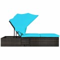 Outdoor Chaise Lounge Chair with Folding Canopy - Gallery View 19 of 24