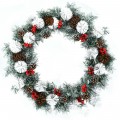 30-Inch Pre-lit Flocked Artificial Christmas Wreath with Mixed Decorations - Gallery View 9 of 11