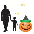 4 Feet Halloween Inflatable LED Pumpkin with Witch Hat - Gallery View 4 of 12
