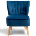 Modern Armless Velvet Accent Chair with Button Tufted and Wood Legs - Gallery View 29 of 36