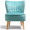 Modern Armless Velvet Accent Chair with Button Tufted and Wood Legs - Gallery View 17 of 36