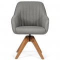 Fabric Swivel Accent Chair with Beech Wood Legs - Gallery View 10 of 12