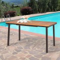 55 Inch Patio Rattan Dining Table with Umbrella Hole - Gallery View 7 of 12