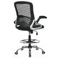 Adjustable Height Flip-Up Mesh Drafting Chair with Lumbar Support - Gallery View 7 of 12