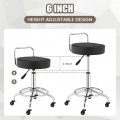 Swivel Height Adjustable Rolling Stool with Footrest and Cushioned Seat - Gallery View 10 of 12