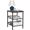 3-Tier Industrial End Table with Mesh Shelves and Adjustable Shelves - Gallery View 9 of 12
