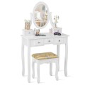 Vanity Make Up Table Set Dressing Table Set with 5 Drawers - Gallery View 4 of 24
