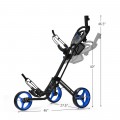 3 Wheel Folding Golf Push Cart with Brake Scoreboard Adjustable Handle - Gallery View 39 of 47