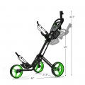 3 Wheel Folding Golf Push Cart with Brake Scoreboard Adjustable Handle - Gallery View 16 of 47