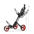 3 Wheel Folding Golf Push Cart with Brake Scoreboard Adjustable Handle - Gallery View 4 of 47