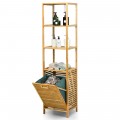 Bamboo Tower Hamper Organizer with 3-Tier Storage Shelves - Gallery View 8 of 11