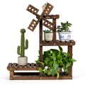 Wood Plant Stand 4 Tier Shelf Multiple Space-saving Rack - Gallery View 5 of 11