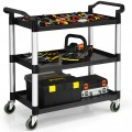 3-Shelf Utility Service Cart Aluminum Frame 490lbs Capacity with Casters - Gallery View 3 of 12