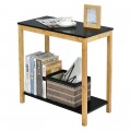 Bamboo Side Table 2-Tier Sofa End Console Table with Storage Shelf Felt Pad for Bedroom - Gallery View 9 of 13