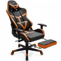 Massage Gaming Chair with Footrest Lumbar Support and Headrest - Gallery View 21 of 24