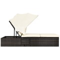 Outdoor Chaise Lounge Chair with Folding Canopy - Gallery View 7 of 24