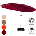 15 Feet Extra Large Patio Double Sided Umbrella with Crank and Base - Gallery View 41 of 48