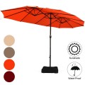 15 Feet Extra Large Patio Double Sided Umbrella with Crank and Base - Gallery View 29 of 48
