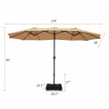15 Feet Extra Large Patio Double Sided Umbrella with Crank and Base - Gallery View 4 of 48