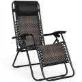 Folding Rattan Zero Gravity Lounge Chair with Removable Head Pillow - Gallery View 20 of 33
