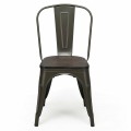 4 Pieces Tolix Style Metal Dining Chairs with Stackable Wood Seat - Gallery View 7 of 23