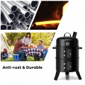 3-in-1 Portable Round Charcoal Smoker BBQ Grill Built-in Thermometer - Gallery View 13 of 15