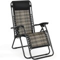 Folding Rattan Zero Gravity Lounge Chair with Removable Head Pillow - Gallery View 8 of 33