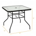 32 Inch Patio Tempered Glass Steel Frame Square Table - Gallery View 4 of 9