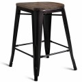 Set of 2 Copper Barstool with Wood Top and High Backrest - Gallery View 9 of 11