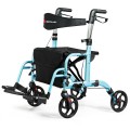 2-in-1 Adjustable Folding Handle Rollator Walker with Storage Space - Gallery View 30 of 35