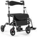 2-in-1 Adjustable Folding Handle Rollator Walker with Storage Space - Gallery View 18 of 35
