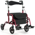 2-in-1 Adjustable Folding Handle Rollator Walker with Storage Space - Gallery View 7 of 35