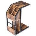 Industrial C-Shape Snack End Table with Storage Space - Gallery View 8 of 12