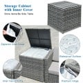8 Piece Wicker Sofa Rattan Dining Set Patio Furniture with Storage Table - Gallery View 64 of 65
